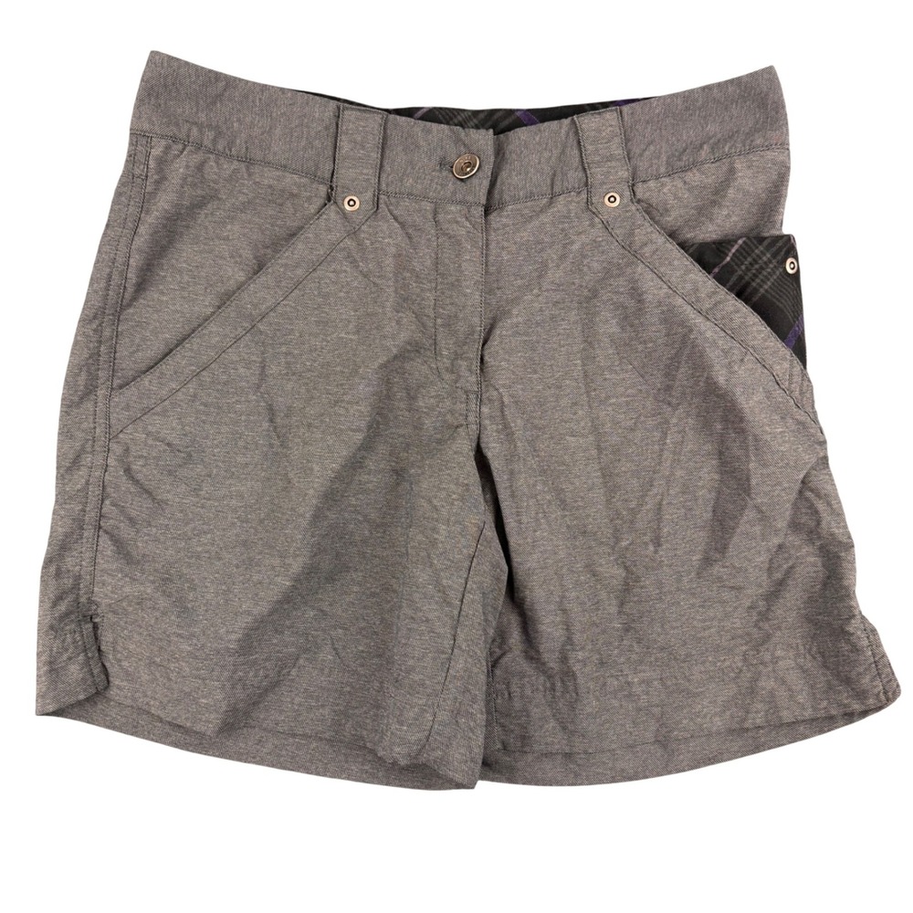 Nike Golf Shorts Womens 6 Gray Dri-FIT Performance Plaid Trim 483686-010